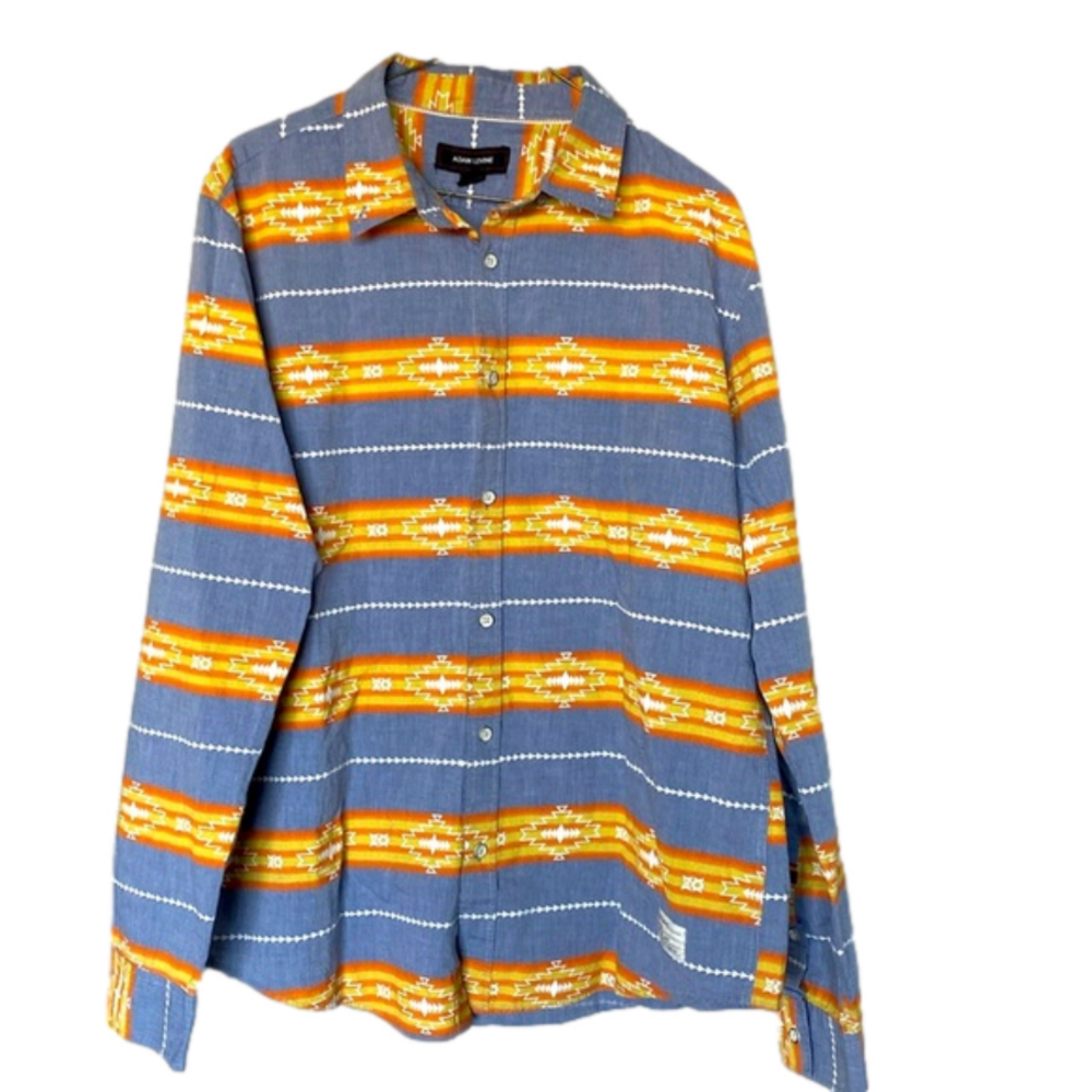 Adam Levine Aztec  Cotton Button Up Size Large
